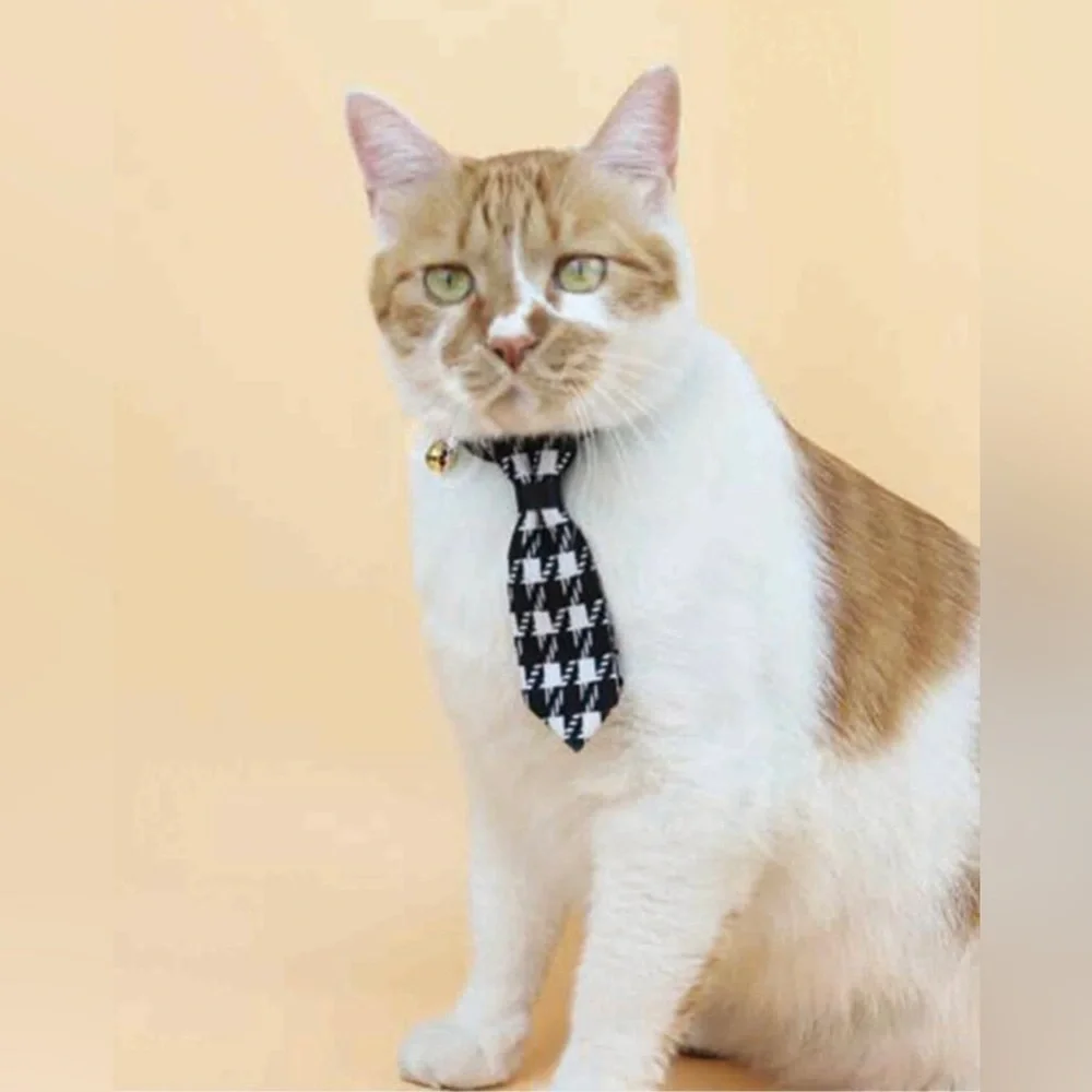 NEW Houndstooth Pet Bow and Tie Set